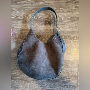 Universal Thread Gray Suede Hobo Purse with Gold Accents